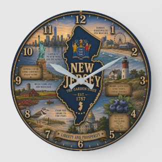 Relógio Grande New Jersey Garden State Coastal Lighthouse Rustic