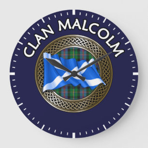 Relógio Grande Nó e Bandeira do Tartan do Clã Malcolm