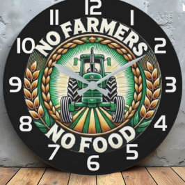 Relógio Grande No Farmers No Food Tractor Emblem