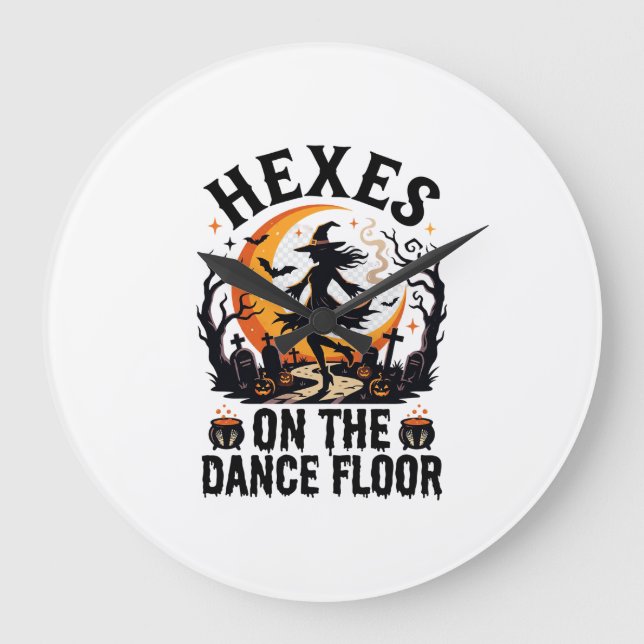 Relógio Grande Noite de Dança da Bruxa de Halloween (Frente)