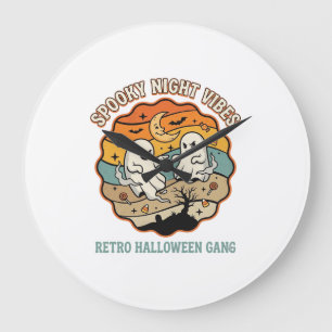 Relógio Grande Noite de Fantasmas Retrô de Halloween