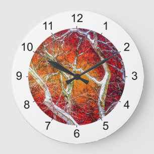 Relógio Grande Noite de inverno Vermelho
