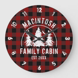Relógio Grande Nome da Família Cabina Xadrez Red Buffalo
