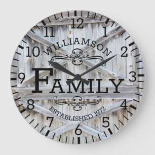 Relógio Grande Nome Da Família Da Porta Da Barragem De Madeira R