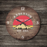 Relógio Grande Nome da Família de Árvores Retrópicas Russas de Ca<br><div class="desc">Transforme sua casa em um retiro aconchegante com nossa família Cabin Rustic Trees Family Name Large Clock. Este charmoso relógio traz a beleza rústica do excelente ao ar livre para o seu espaço vivo. Apresentando um design de inspiração vintagal com árvores retrógradas rústicas, ele adiciona um toque de nostalgia a...</div>