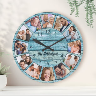 Relógio Grande Nome da Família de Madeira Natural da Colagem de F