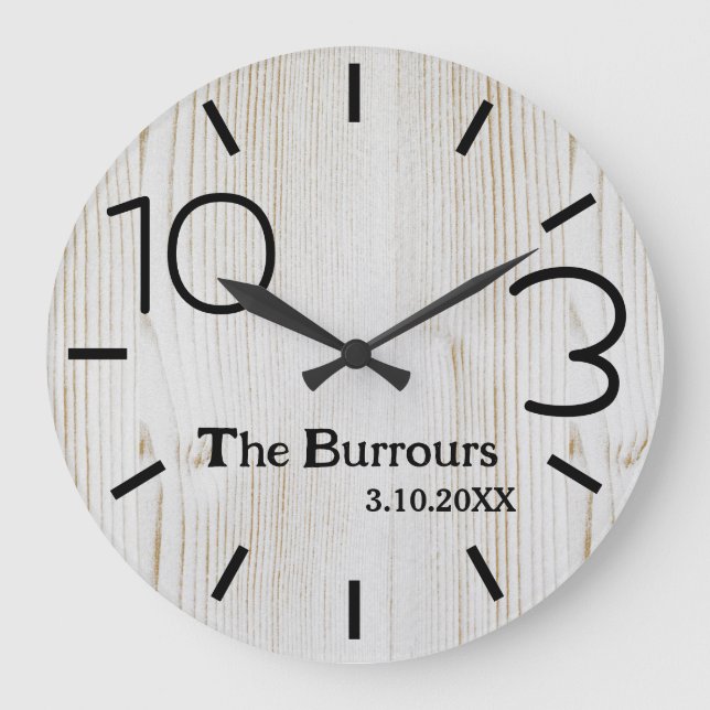 Relógio Grande Nome da Família de Número Simples de Madeira Claro (Frente)