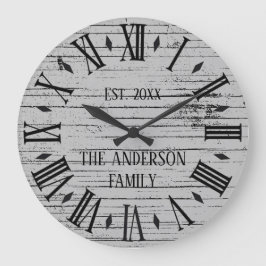 Relógio Grande Nome da Família em Madeira Rústica com Numeral Rom
