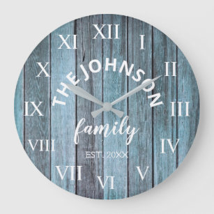 Relógio Grande Nome da família personalizada da madeira Rustic Be