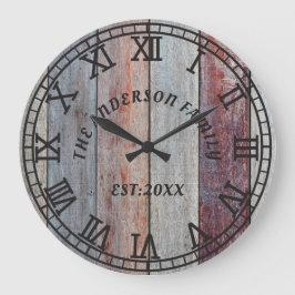 Relógio Grande Nome da Família Rustic Brown Wood