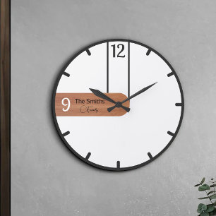 Relógio Grande Nome da Família Wooden Minimalista Russo Personali
