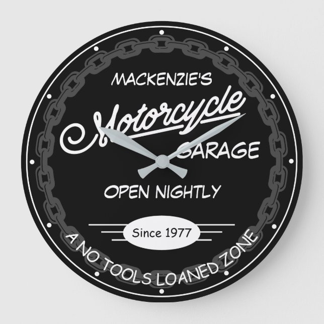 Relógio Grande Nome da Garagem de Motocicleta Cadeia de Datas Cin (Frente)