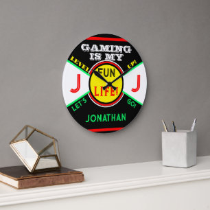 Relógio Grande Nome da Sala de Diversão de Jogos Preto Amarelo Ve