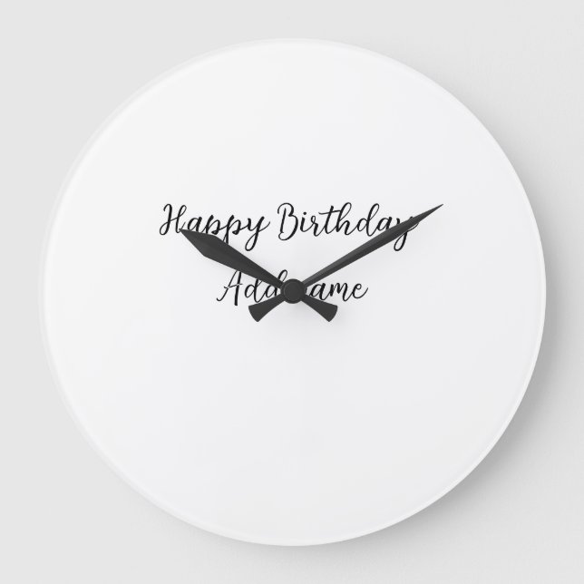 Relógio Grande Nome de adição de aniversário de feliz título míni (Frente)