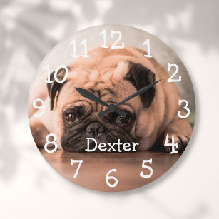 Relógio Grande Nome de Foto de Pet Personalizado