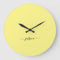 Nome de script amarelo moderno grande clock