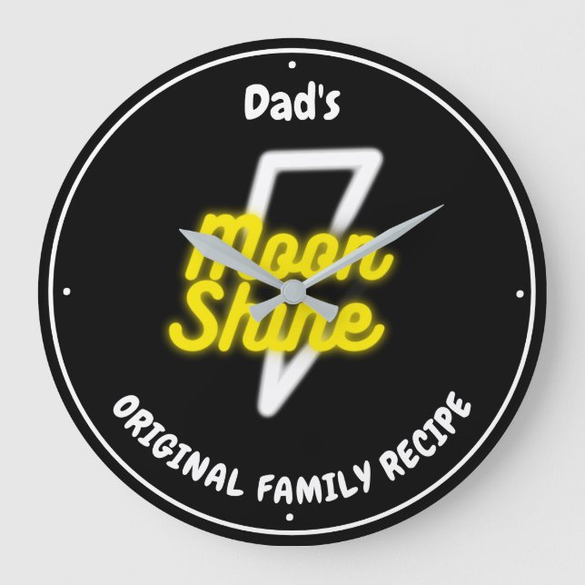 Relógio Grande Nome do Efeito Neon do Relâmpago Branco Moonshine (Frente)