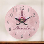 Relógio Grande Nome do Monograma do Unicorn rosa Dourado Sparkle<br><div class="desc">Rosa Dourada Princesa Unicórn Sparkle Monograma,  Adicione Seu Próprio Nome Servindo Relógio De Parede. O Relógio de Parede é o presente perfeito para alguém que ama brilho brilhante rosa.</div>
