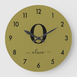 Relógio Grande Nome do Script Monograma Personalizado Dourado E P