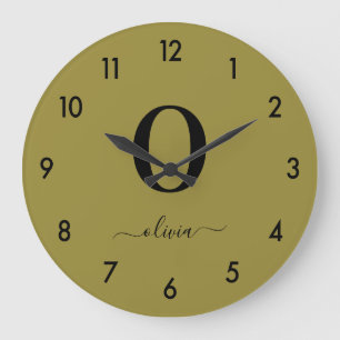 Relógio Grande Nome do Script Monograma Personalizado Dourado E P