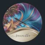 Relógio Grande Nome Dourado e Fractal Moderno<br><div class="desc">Este design também está disponível em outros modelos de telefone. Escolha Tipo de dispositivo para ver outros iPhone, Samsung Galaxy ou Google capas. Alguns estilos podem ser alterados selecionando Estilo se essa for uma opção. Este design pode ser personalizado na área fornecida pela alteração da foto e/ou do texto. Ou...</div>