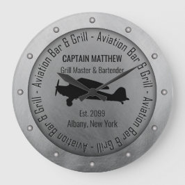 Relógio Grande Nome Grill Master Bartender Aviation Bar & Grill
