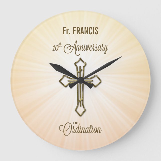 Relógio Grande Nome Personalizado, 10º Aniversário da Ordenação (Frente)