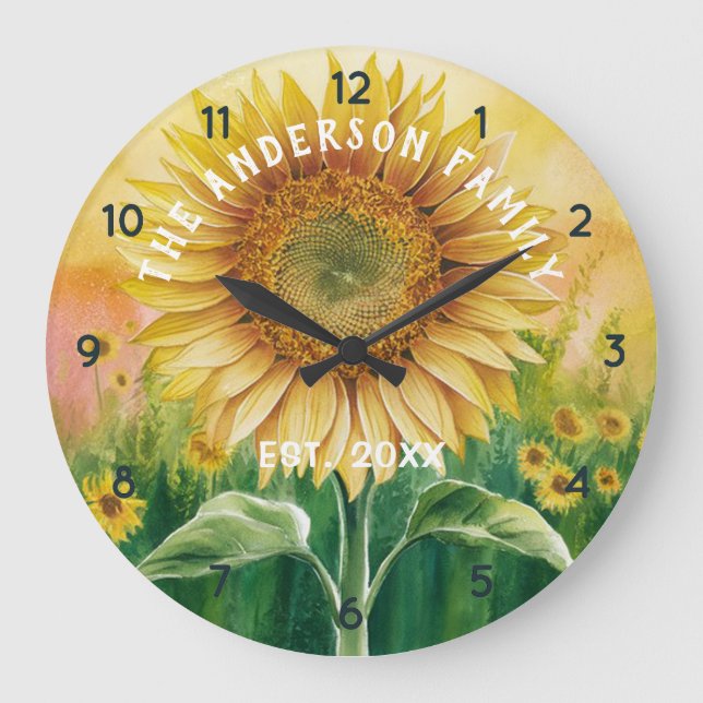 Relógio Grande Nome Personalizado da Família Cana d'água (Frente)