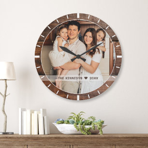 Relógio Grande Nome Personalizado da Família Fotográfica Madeira 