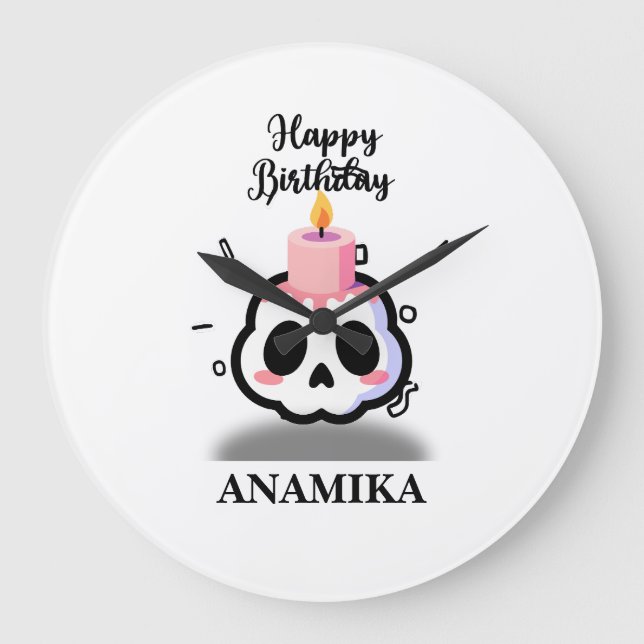 Relógio Grande Nome Personalizado de Aniversário (Frente)