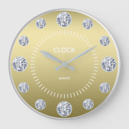 Relógio Grande Nome Personalizado de Discagem Diamond Dourado