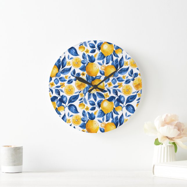 Relógio Grande Nome Personalizado de Fruta Tropical Padrão de Lim (Lar)