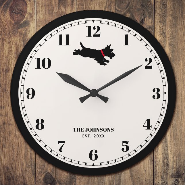 Relógio Grande Nome personalizado do cão escocês personalizado pr (Criador carregado)