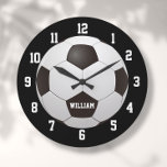 Relógio Grande Nome personalizado do futebol<br><div class="desc">Relógio personalizado de futebol. Projetado por Thisnotme©</div>
