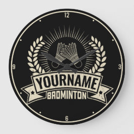 Relógio Grande Nome Personalizado do Jogador de Badminton Racquet