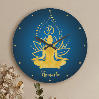 Relógio Grande Nome Personalizado do Lotus & Om Yoga Namaste