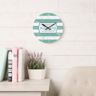 Relógio Grande Nome Personalizado - Faixa de Teais da Casa de Pra