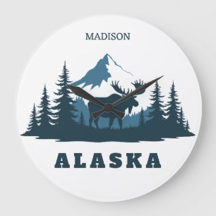 Relógio Grande Nome Personalizado & Texto ALASKA