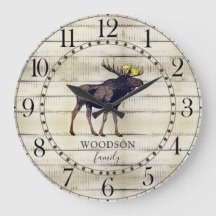 Nome Rustic Wood Family Name Walking Moose Large C