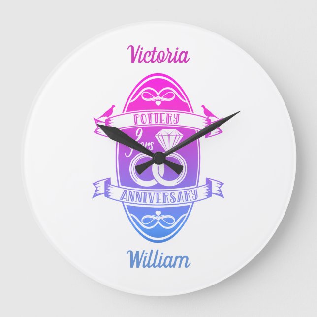 Relógio Grande Nono aniversário de casamento cerâmica tradicional (Frente)