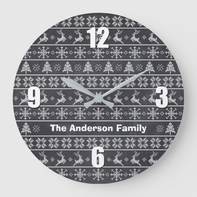 Relógio Grande Nórdico Moderno Knit Febre (Frente)