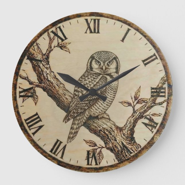 Relógio Grande Northern Hawk Owl - Wall Clock (Frente)