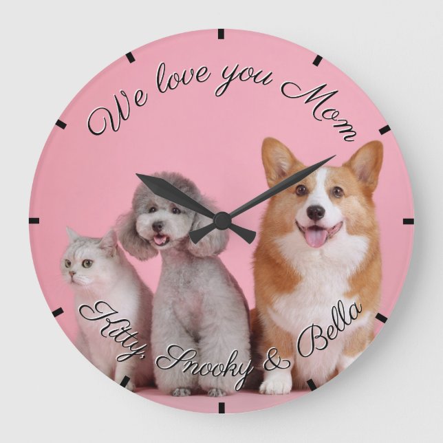 Relógio Grande Nós Te Amo Mãe Pet Acryall Clock (Frente)