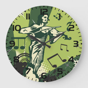 Relógio Grande Notas Musicais do Violin Player