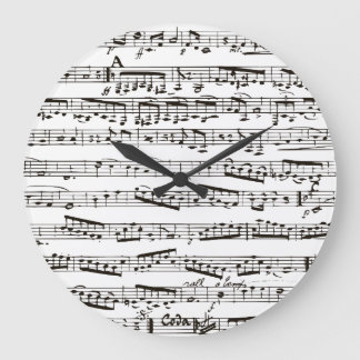 Relógio Grande Notas musicais em preto e branco