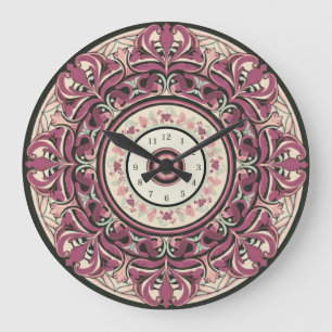 Relógio Grande Nouveau Floral Mandala Wall Clock