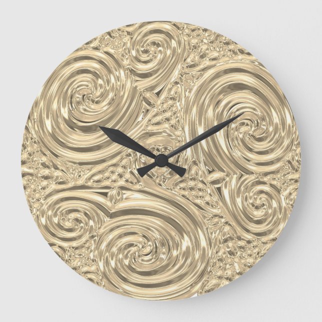 Relógio Grande Nouveau vitoriano elegante de ouro metálico (Frente)