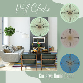 Relógio Grande Numerações Romanas de Mint Verde Contemporâneo