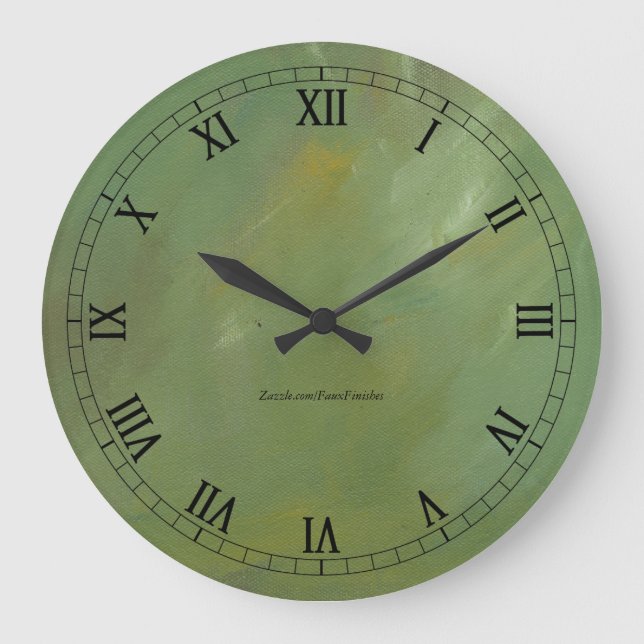 Relógio Grande Numerações romanas do Wallclock de Faux Verde esco (Frente)