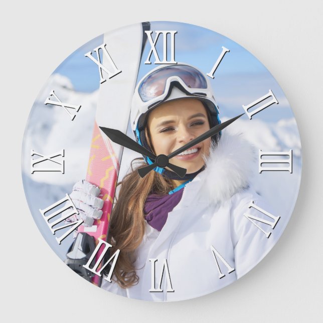 Relógio Grande Numerações romanas em preto-e-branco e preto (Frente)